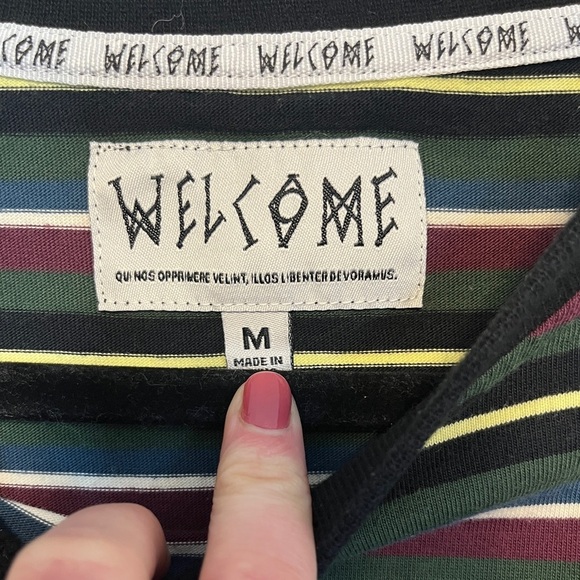 Welcome Skateboards Surf Stripe Spooky Text Long Sleeve T-Shirt sz M - Picture 5 of 10